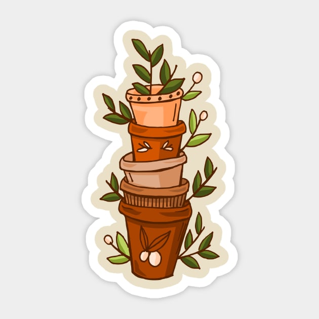 The Secret Garden - Pots Sticker by ThaisMelo